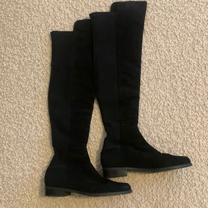 Stuart Weitzman 5050 Black Suede Knee Boot with Elastic Back Size 6